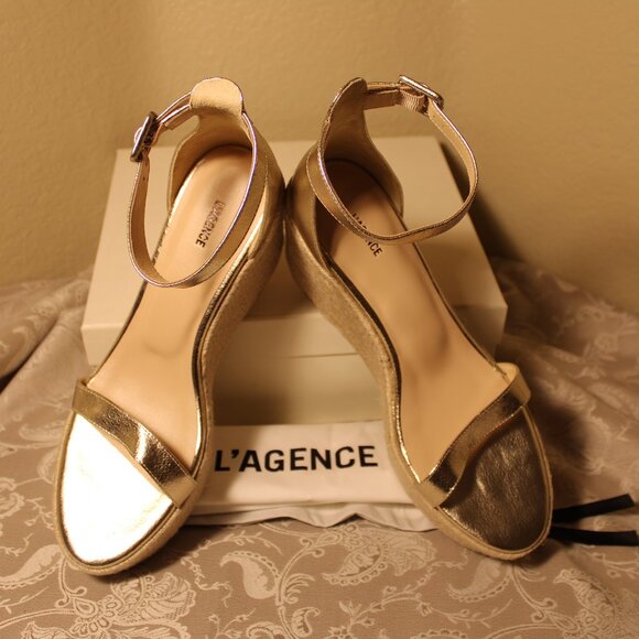 L'AGENCE Leather Avice Espadrille Wedges - Picture 9 of 9